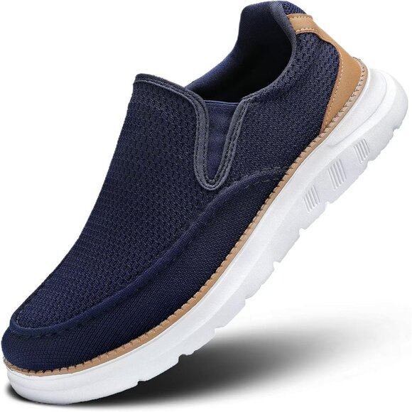 👑Men Closed Toe Loafers Dark Blue Sneakers Pull-On Walking Comfort Casual Shoes